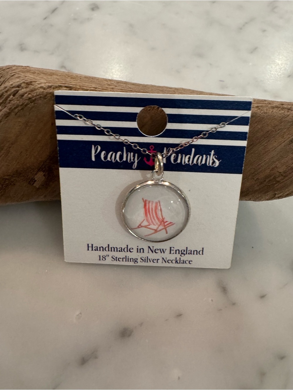 Peachy pendants beach chair sterling necklace NWT